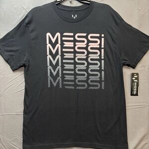 Lionel Messi Shirt Mens Large Black Name Stack Graphic Tee Miami Soccer NWT